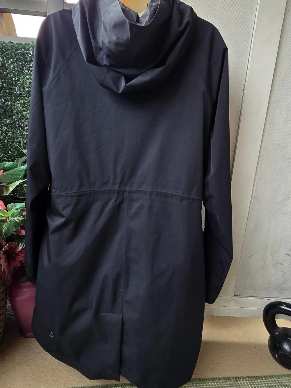 lululemon athletica Black Hooded Long Trench Coat